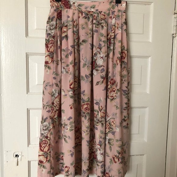 Vintage Baby Pink Floral Maxi Skirt - Picture 1 of 3